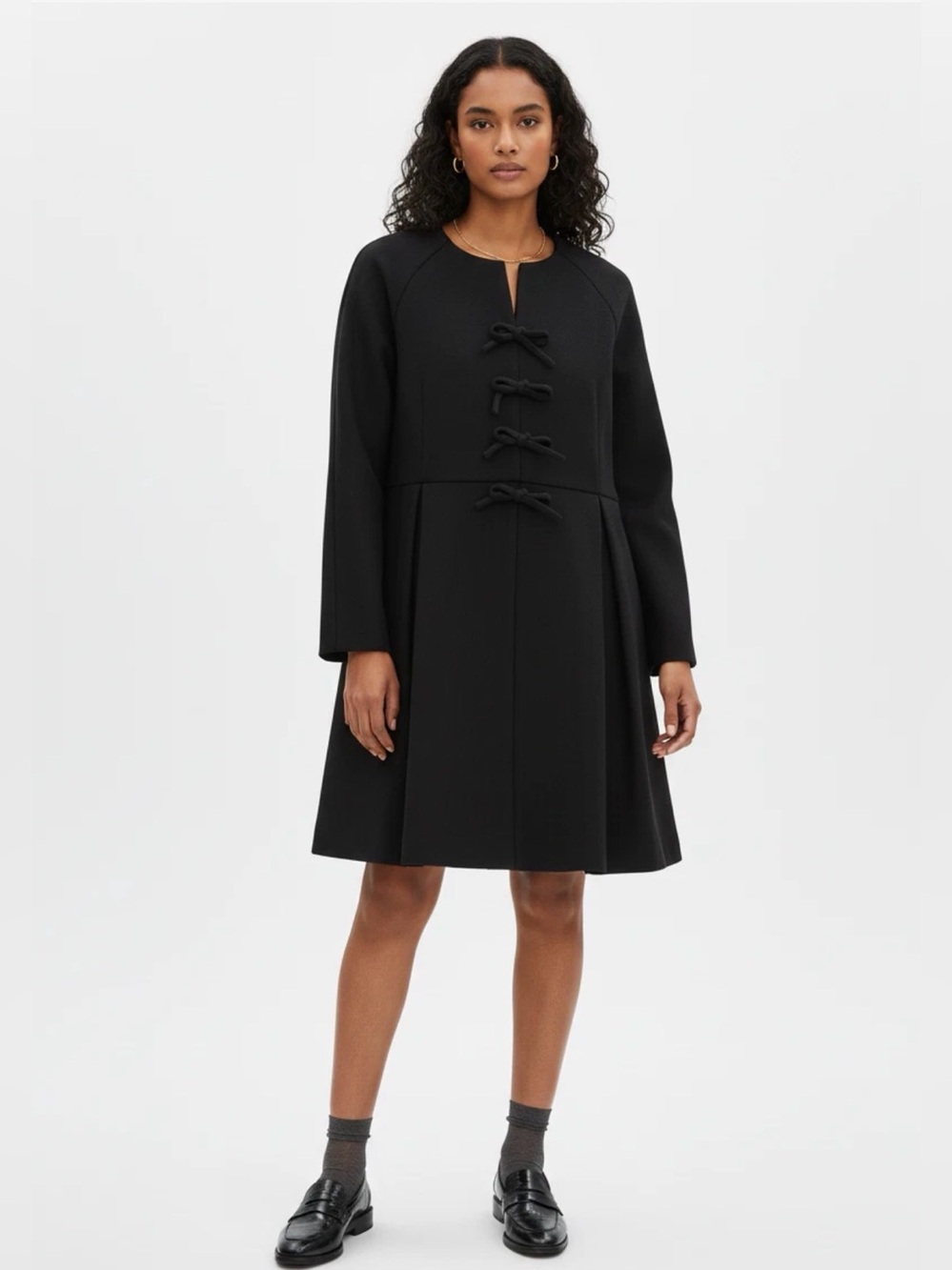 Tuckernuck Black Blair Bow Coat Dress Medium - C11-472